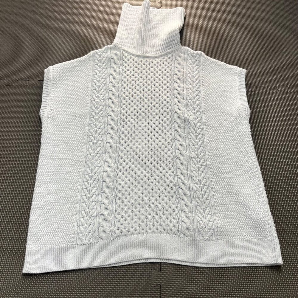 Lilla P Womens Sleeveless Turtleneck Cable Knit Sweater P/S Light Blue